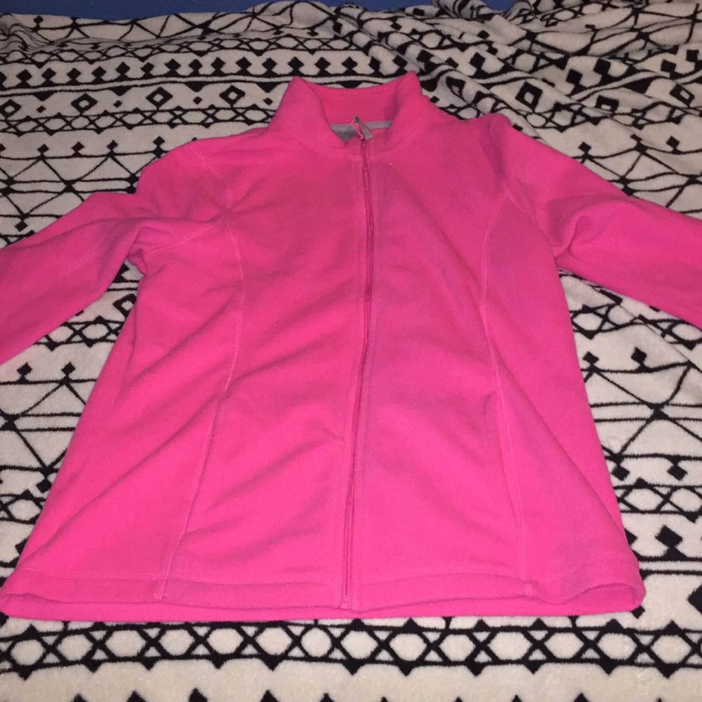 Pink zip up collared jacket